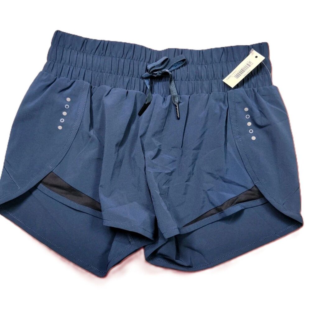 Core 10 Womens Running Shorts Blue XS Elastic Waist Drawstring Pocket Activewear